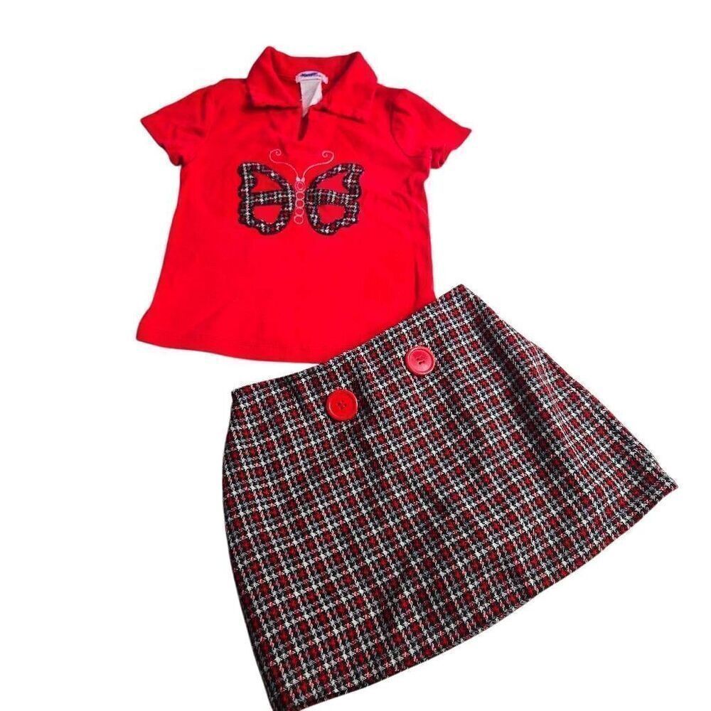 Xtraordinary Butterfly Plaid skort outfit 4T